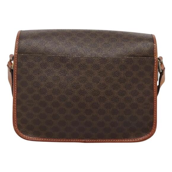 CELINE Macadam Canvas Circle Shoulder Bag Pvc Leather Brown Gold - Picture 3 of 12